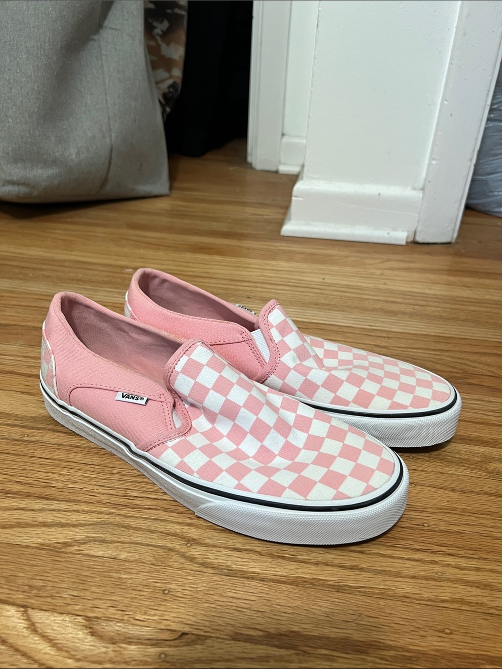 NWOT Vans Pink & White Checkerboard Slip-On Mules